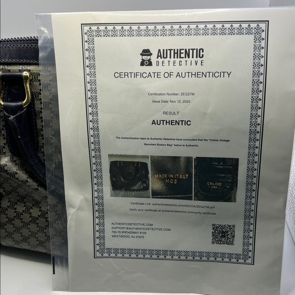 CELINE Macadam Boston Tote Bag M03 Navy Tan Cream PVC Leather - COA INCLUDED! - Picture 11 of 17